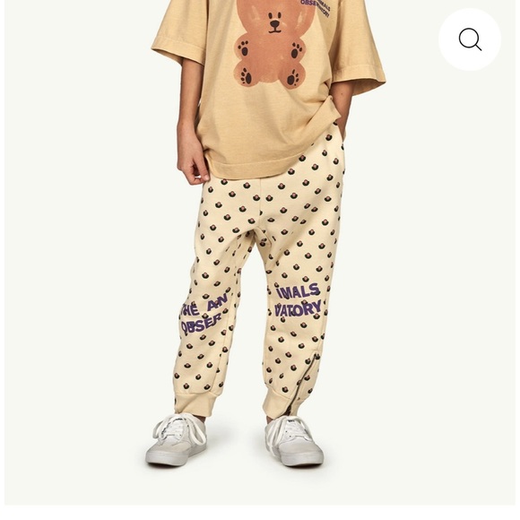 Kids Cream Joggers with Purple Print - Picture 2 of 5